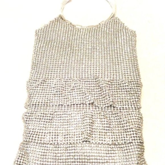 CRYSTAL STUDED DRESS SHAPE HANDBAG. CHOOSE: SILVER, GOLD, OR BLACK DIAMOND - Picture 6 of 8